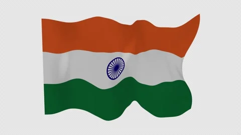 Textured India Flag Flowing Alpha Overlay Video stock 342333395