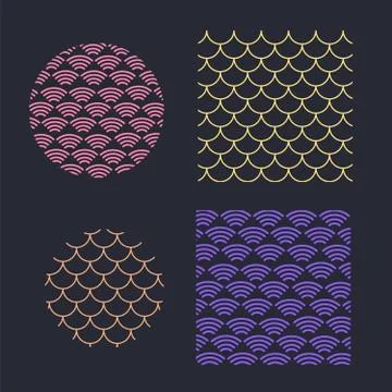 Textured japanese background. Wave pattern. Sea japan pattern vector Stock Illustration