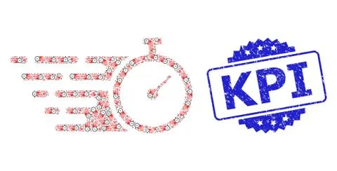 Textured Kpi Seal and Recursion Time Tracker Icon Collage イラスト素材