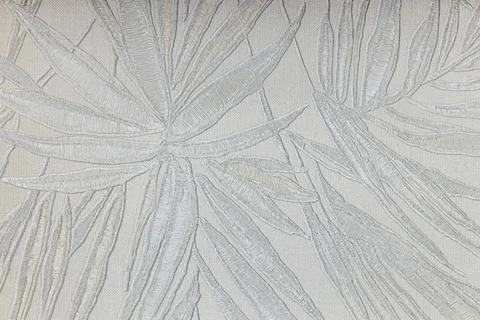 Textured Leaf Wallcovering - Embossed Neutral Botanical Wallpaper Background Stock Photos