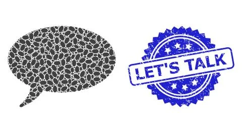Textured Let'S Talk Stamp and Recursion Message Cloud Icon Collage イラスト素材