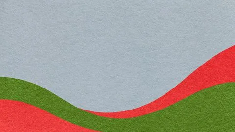 Textured light gray paper background with red and green wavy lines and waves, Foto stock