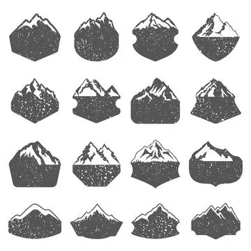 Textured Mountain Shapes Stock Illustration
