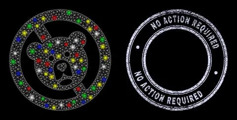 Textured No Action Required Stamp and Light Mesh Stop Bear Stock Illustration