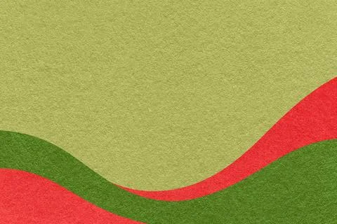 Textured olive paper background with red and green wavy lines and waves, co.. Stock Photos