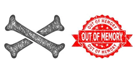 Textured Out of Memory Stamp Seal and Linear Crossing Bones Icon 스톡 일러스트