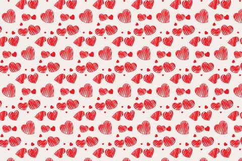 Textured pattern with red drawn heart shape, abstract background Illustrazione stock