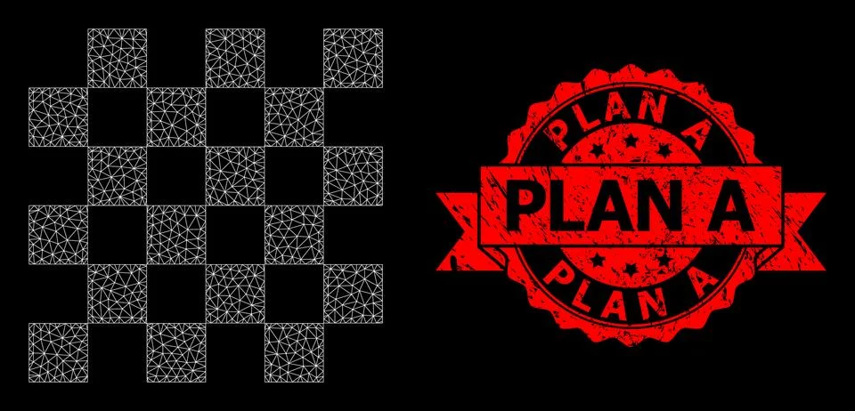 Textured Plan A Stamp and Polygonal Net Chess Board Stock Illustration