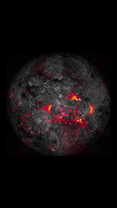 Textured planet surface with red hot lava cracks. Textured planet surface e.. Stock Footage 345719651