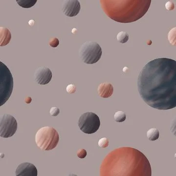 Textured planets. Endless space. Night travel. Seamless pattern Stock Illustration