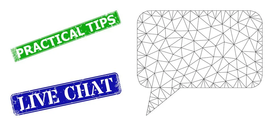 Textured Practical Tips Badges and Polygonal Mesh Forum Message Icon Stock Illustration