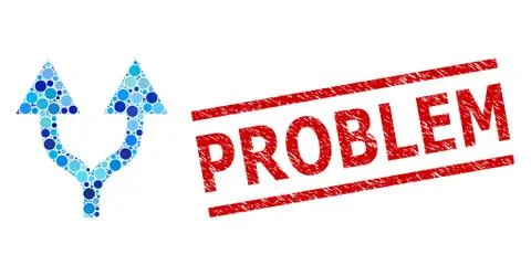 Textured Problem Watermark and Split Arrows Up Mosaic of Rounded Dots Stock Illustration