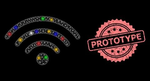 Textured Prototype Seal and Mesh Wi-Fi Source with Light Spots Stock Illustration