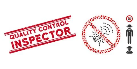 Textured Quality Control Inspector Line Seal with Mosaic No Spy Bug Icon Stock Illustration