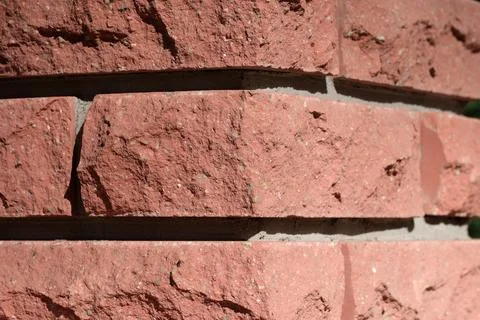 Textured red brick wall under warm sunlight at noon Stock Photos