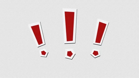 Textured Red Exclamation Mark Warning Symbols Animation Stock-Footage 343733009