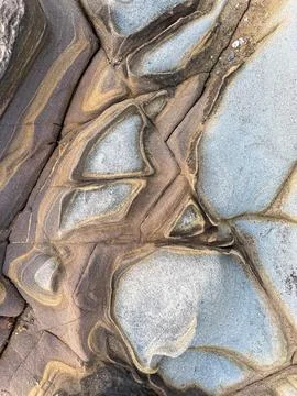 Textured rock formations with intricate patterns and colors at Salt Point S.. Fotos de archivo