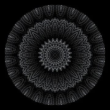 Textured round 3d halftone vector mandala pattern. Surface grunge background. Stock Illustration