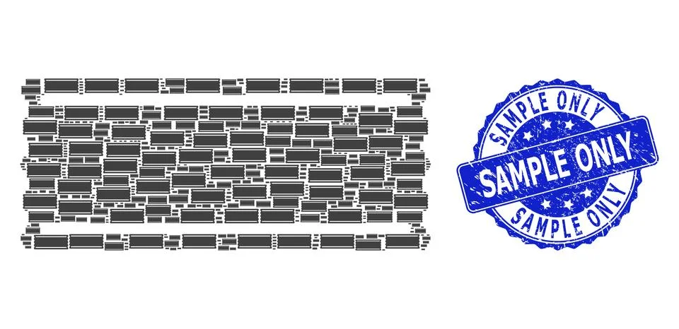 Textured Sample Only Round Seal and Recursive Ticket Template Icon Collage 스톡 일러스트