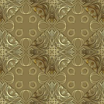 Textured seamless pattern. Baroque style floral vector background. Luxury vin Stock Illustration