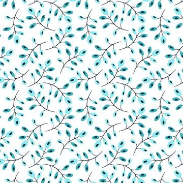 Textured seamless pattern with elements of botanical lines and twigs. . 库存插图