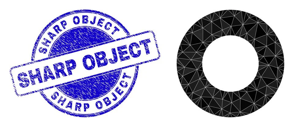 Textured Sharp Object Round Seal and Donut Lowpoly Icon Ilustración de archivo