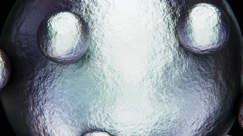 Textured silver metallic sphere with rolling small spheres looping 3D animation Stock Footage 195986622