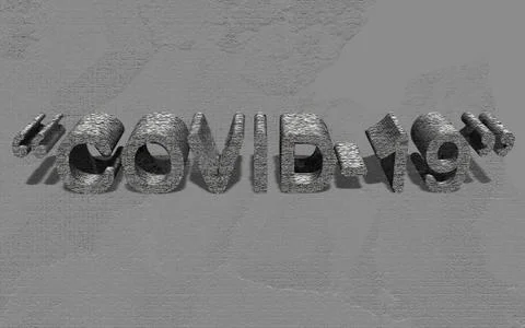 Textured silver text reading "COVID-19" in 3D on grunge background Stock Illustration