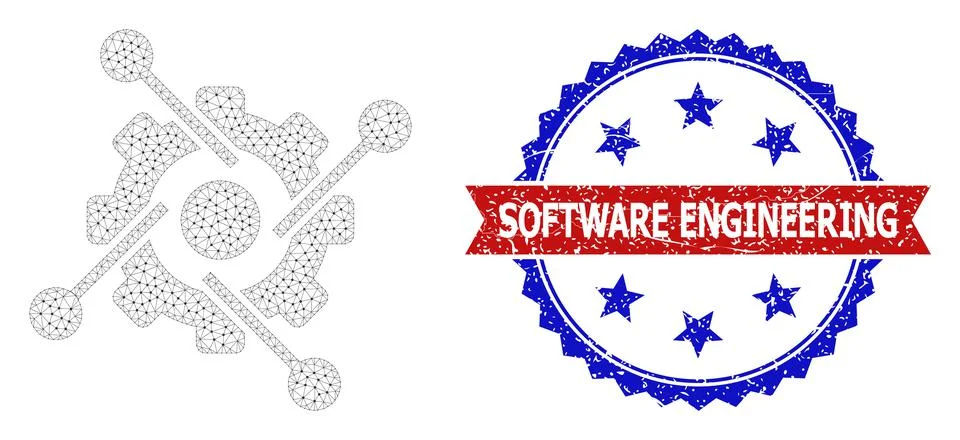 Textured Software Engineering Round Rosette Bicolor Seal and Mesh Carcass Hitech Stock Illustration