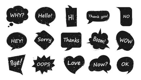Textured speech bubble. Collection of grunge shapes and speech bubbles. Stock Illustration