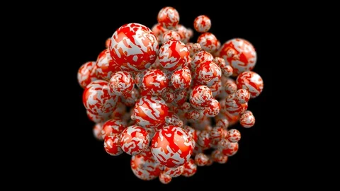 Textured spheres with depth of field. Alpha channel Stock Footage 114051600