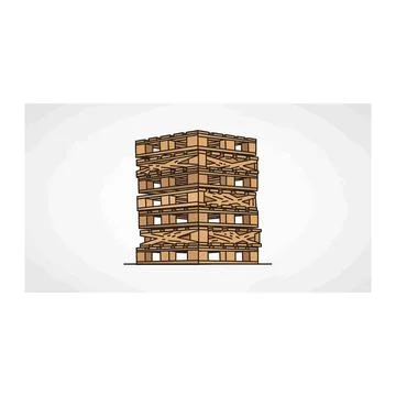 Textured stack of wooden pallets for industrial shipping and logistics Illustration