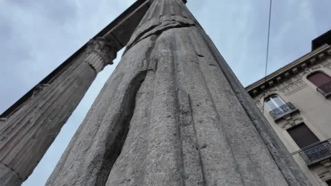 Textured stone old column of a Gothic church Stock Footage 315184159