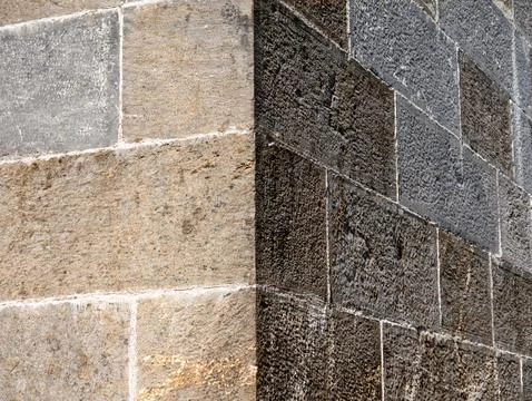 Textured stone wall surface in abstract pattern 스톡 사진