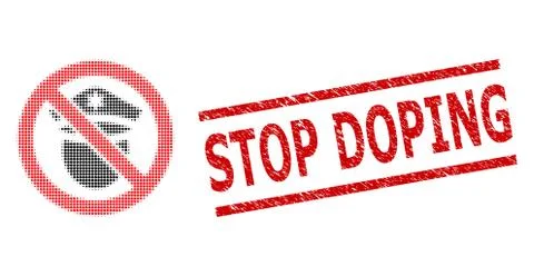 Textured Stop Doping Seal Stamp and Halftone Dotted Forbid Police Cop Illustrazione stock