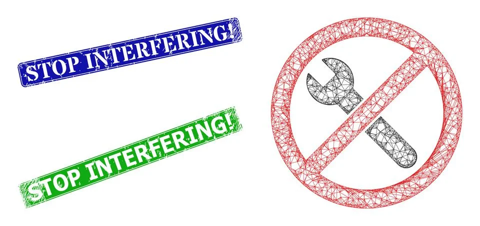 Textured Stop Interfering warn Seals and Triangular Mesh Forbidden Repair Icon Stock Illustration