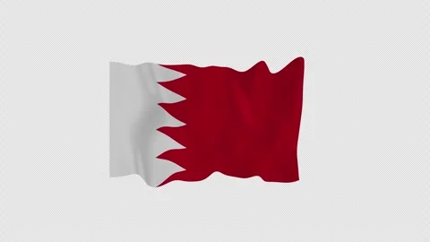 Textured Studio Bahrain National Flag Loop Alpha Channel Video stock 342553348