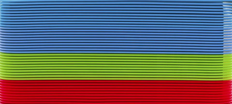 Textured surface made of plastic multicolored horizontal lines. Stock Photos