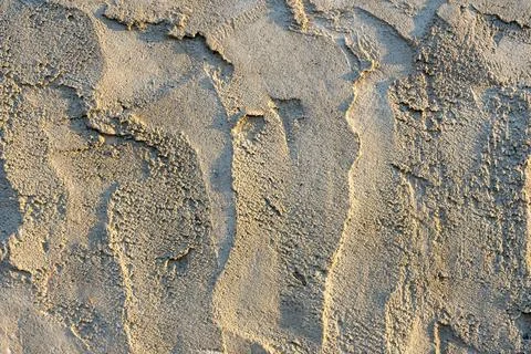 Textured surface showing patterns created by dry sand and sunlight Foto stock