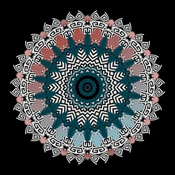 Textured tapestry lace mandala pattern. Colorful grunge floral greek backgrou Illustrazione stock