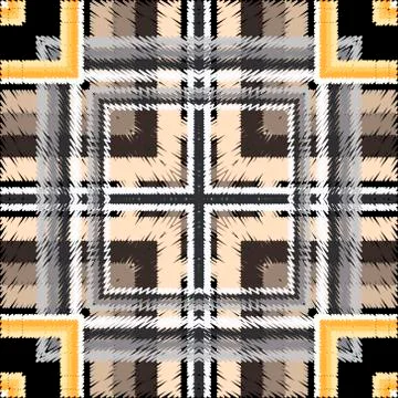 Textured tartan seamless pattern. Vector tapestry plaid background. Embroider Stock Illustration