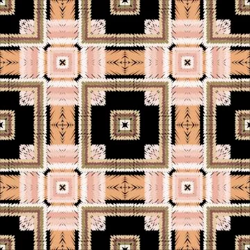Textured tartan seamless pattern. Vector tapestry plaid background. Embroider Stock Illustration