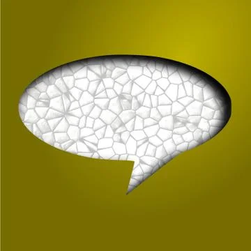 Textured text bubble at dark yellow background with shadow Stock Illustration