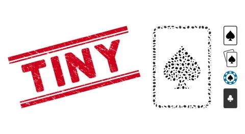 Textured Tiny Line Seal with Collage Spades Gambling Card Icon Stockillustratie