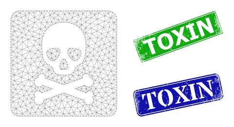 Textured Toxin Seals and Triangular Mesh Death Box Icon Stock Illustration