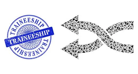 Textured Traineeship Seal and Triangle Shuffle Arrows Left Mosaic Illustrazione stock