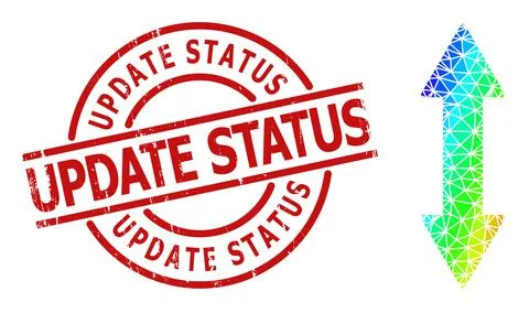 Textured Update Status Stamp Print and Triangle Filled Spectral Colored Vertical Stock Illustration
