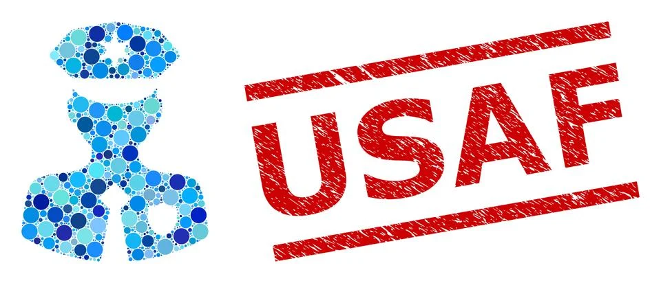 Textured USAF Stamp and Constable Collage of Rounded Dots Stock Illustration