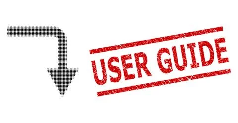 Textured User Guide Stamp and Halftone Dotted Turn Down Illustrazione stock