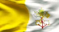 Textured VATICAN cotton flag with wrinkles and seams HD Footage